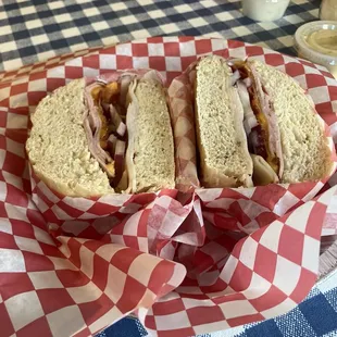 Club on homemade rosemary garlic bread.