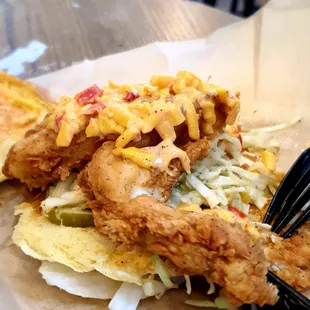 Lori deconstructing the Boxcar sammie, $9.95