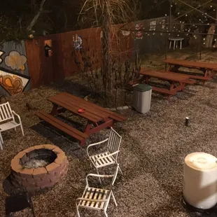 outdoor seating area with fire pit