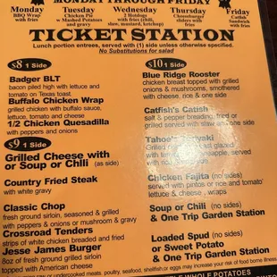 the menu for lunch depot