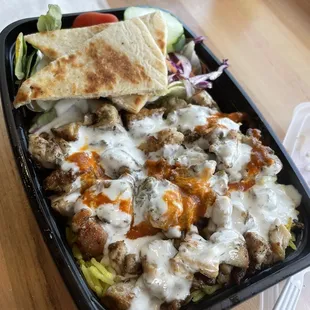 Chicken over Rice &amp; Salad