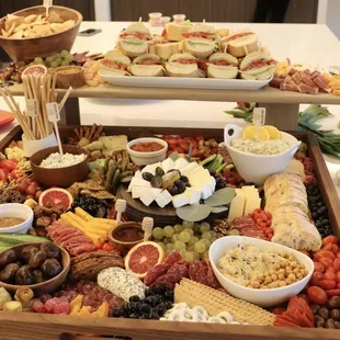 Grazing table and sandwiches