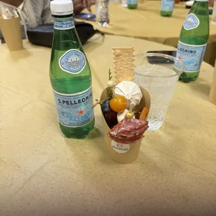 Sparkling water and cup