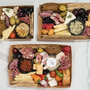 Charcuterie &quot;Stacks&quot; because we STACK them  full of delicious meats, cheeses, olives and spreads