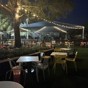 Dining outside at night