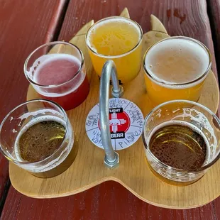 Flight: (l-r) NM kolsch, black &amp; blue tart, hazy IPA, 'spineapple' IPA, pilsner.