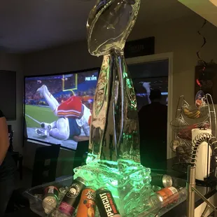 Boxing Bear Beer is what they requested at the Super Bowl party! Perfect position around the ice sculpture!
