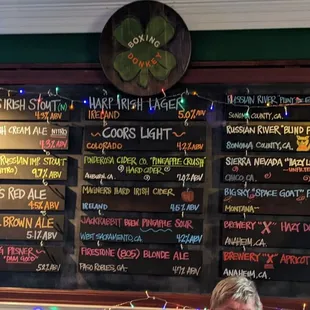 Beer and cider on tap is excellent choices.