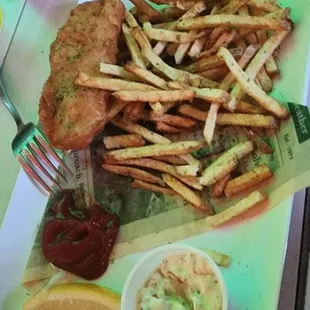 Split fish and chips