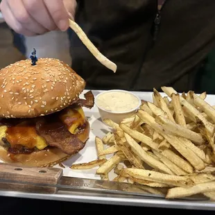 The burger was the perfect size! Fries tasted fresh and homemade (not frozen)