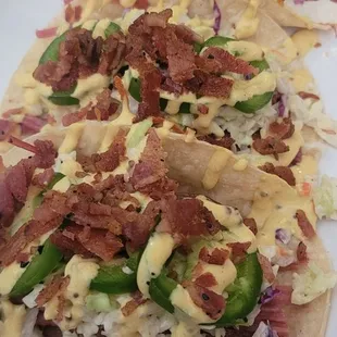 Corned beef tacos! I added jalapeños and bacon