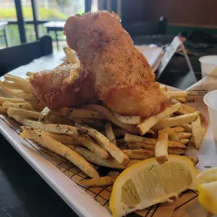 Fish and chips. Hubby said best he has had in a long ass time