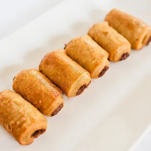 a rectangular plate of food