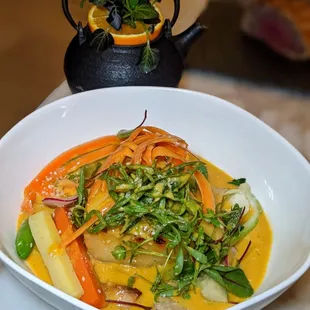 Sea bass with Yellow curry