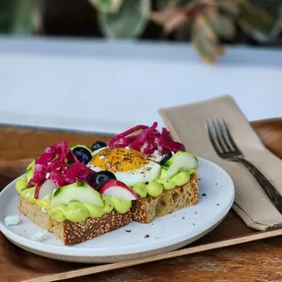 Hass avocado tartine AKA avocado toast; pretty good