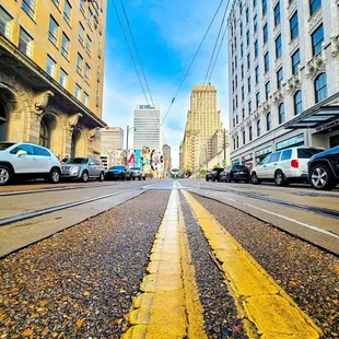 a city street lined with cars