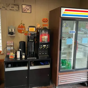 a refrigerator and a counter