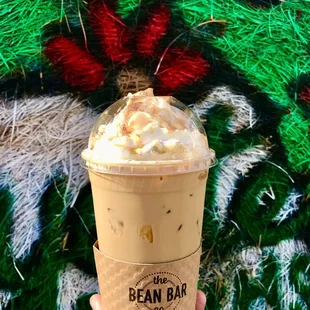 They have a bean bar truck here Tuesday through Saturday. This is a caramel apple butter latte.
