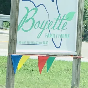 sign for boyette family farms