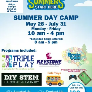 Programs offered during Summer Day Camp