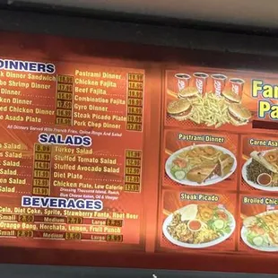 sides, children's menu, specials, sinners, family packs &amp; drinks w/no prices.