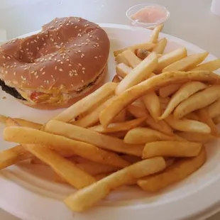 Cheeseburger combo with thousand on the side.