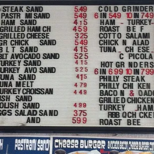 menu