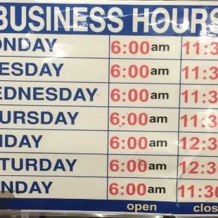 Hours they're open.
