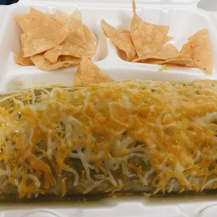 Carne asada &quot;combo&quot; burrito... did not disappoint! And the chips were house made!