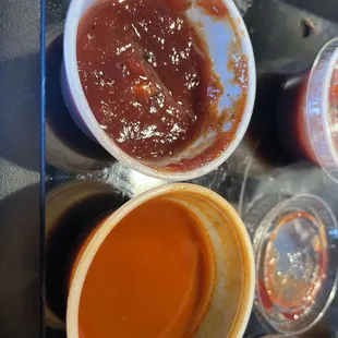 Bottom is hot, top is not.... Hot sauce has a big bang to it!