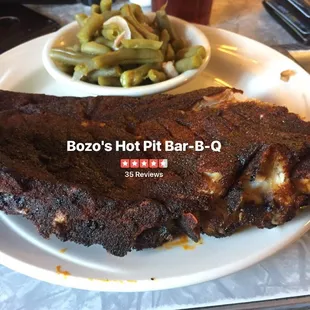 Dry rub 1/2 slab with green &amp; baked beans