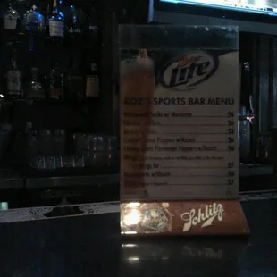 The menu is pretty short.