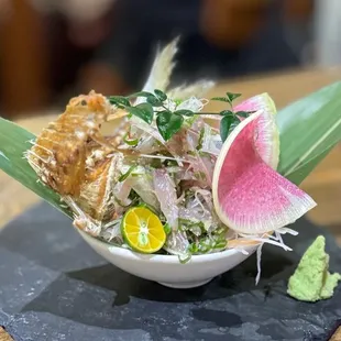 Aji myoga tatakai sashimi