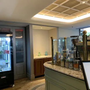 a display of coffee and beverage