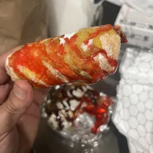 Deep fried strawberry Cheesecake egg roll