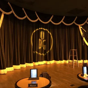 View from the second row of tables.