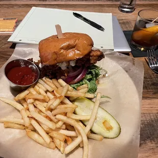 Clemente chicken sandwich and Old fashioned bourbon