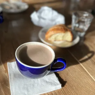 Hot chocolate and croissant
