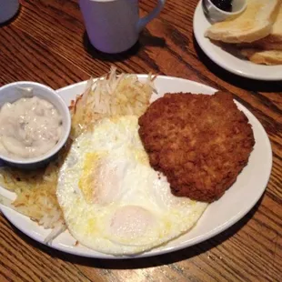 Chicken fried steak w/ gravy on the side.