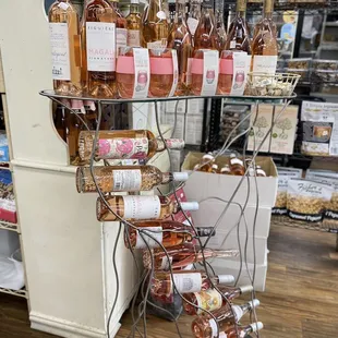 a display of bottles of liquor
