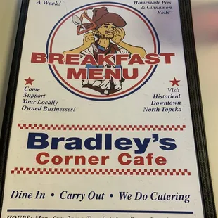 Breakfast menu