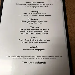 menu