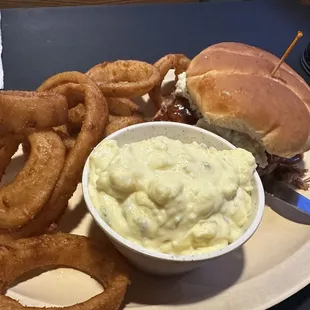 Jumbo BBQ Sandwich Combo Onion Rings Potato Salad