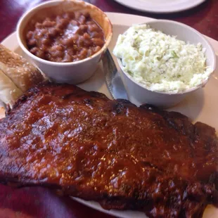 Ribs, beans, and slaw