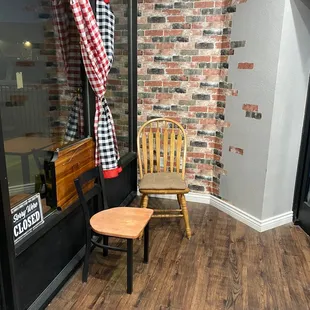 Two chairs for waiting.