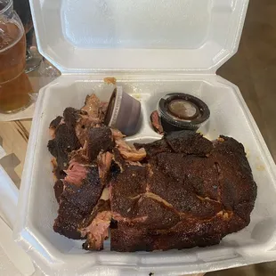 ribs in a styrofoam container