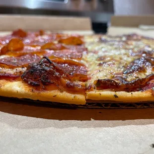 Thin crust - half pepperoni half sausage
