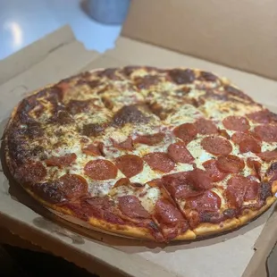 Thin crust half pepperoni