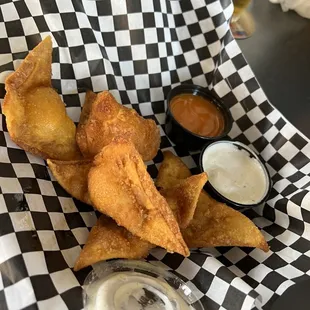 Buffalo chicken ragoons with a side of ranch