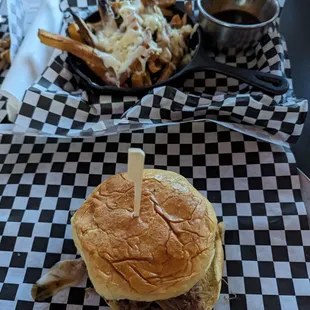 a burger and fries